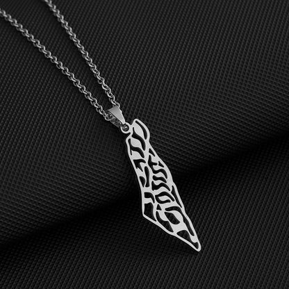 silver palestine map pendant