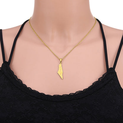 gold palestine map necklace