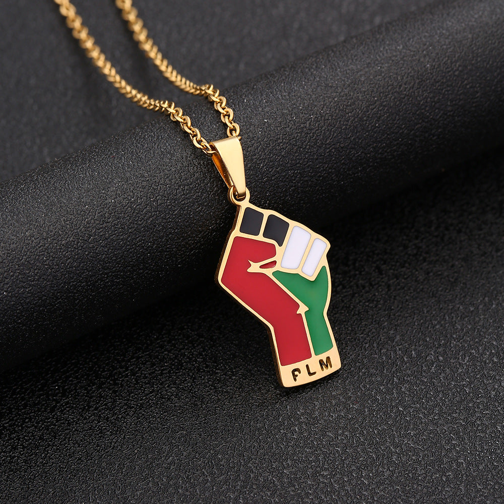 Palestinian Colorful Unity Fist Necklace