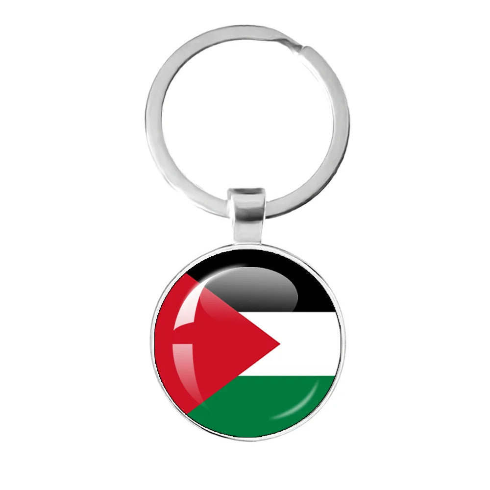 palestine silver keychain